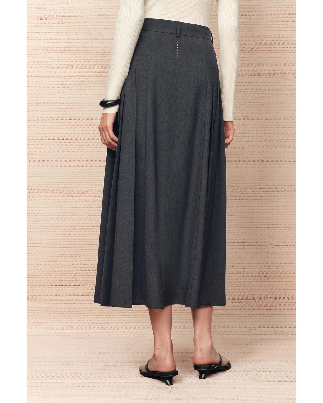 Fabrique Blue Gloria Pleated High Waist Skirt