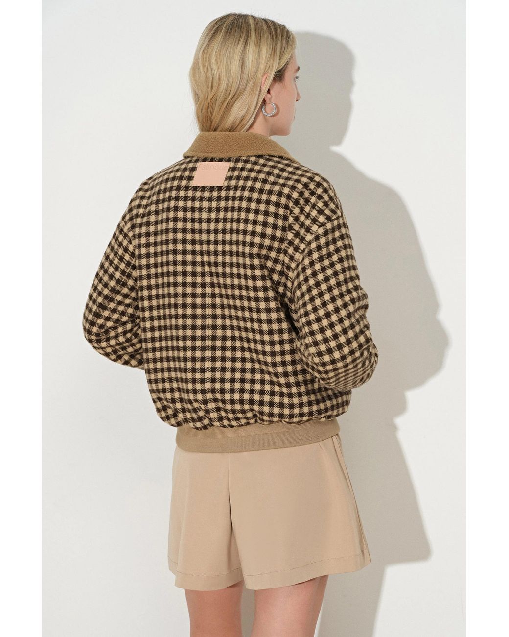 Fabrique Natural Rosemary Reversible Plaid Fleece Jacket