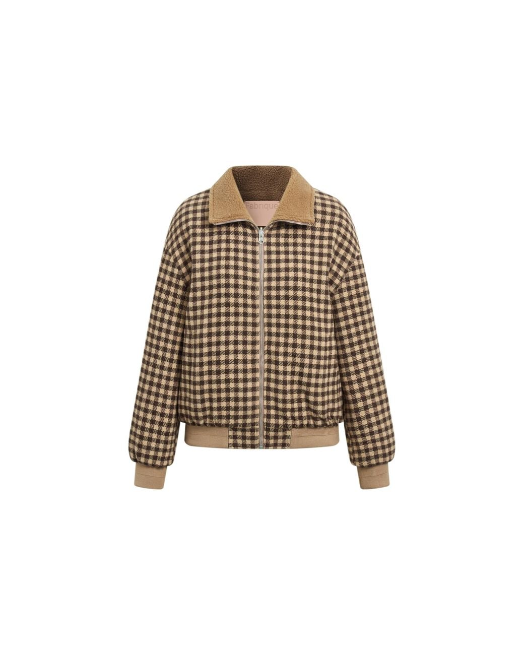 Fabrique Natural Rosemary Reversible Plaid Fleece Jacket
