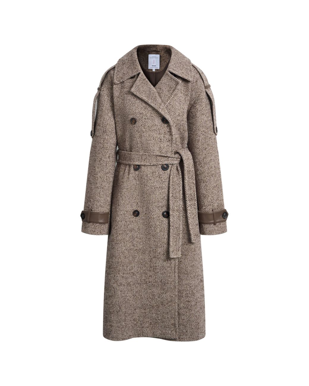 Fabrique Natural Esme Oversized Herringbone Long Coat