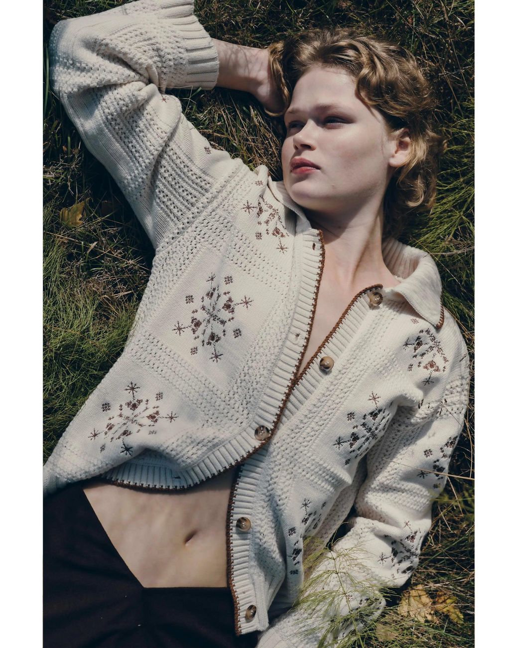Fabrique Blue Avery Snowflake Cross Stitch Cardigan