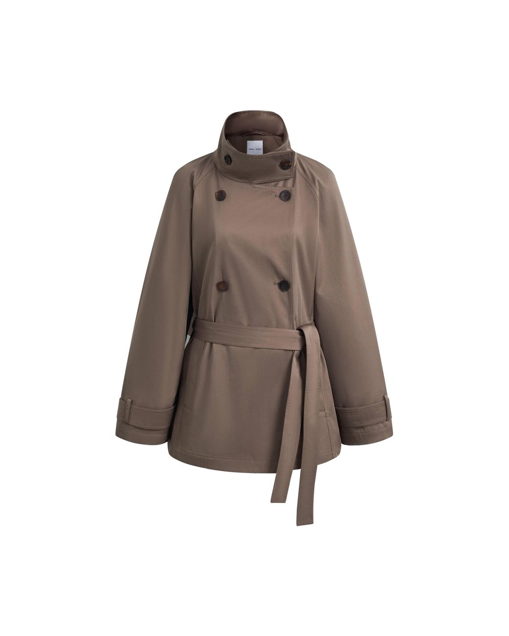Fabrique Natural Bower Double Breasted Cropped Trench Coat