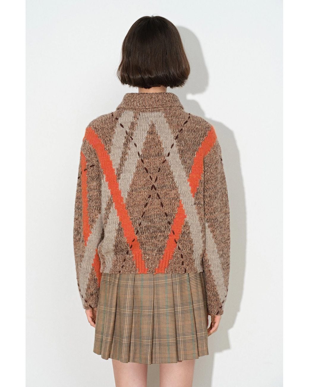 Fabrique Orange Sulwen Vintage Argyle Sweater