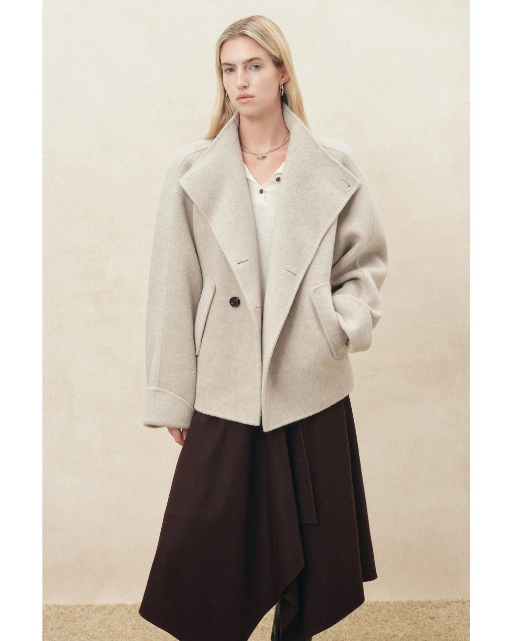 Fabrique Natural Asa Belted Low Waist Cropped Coat