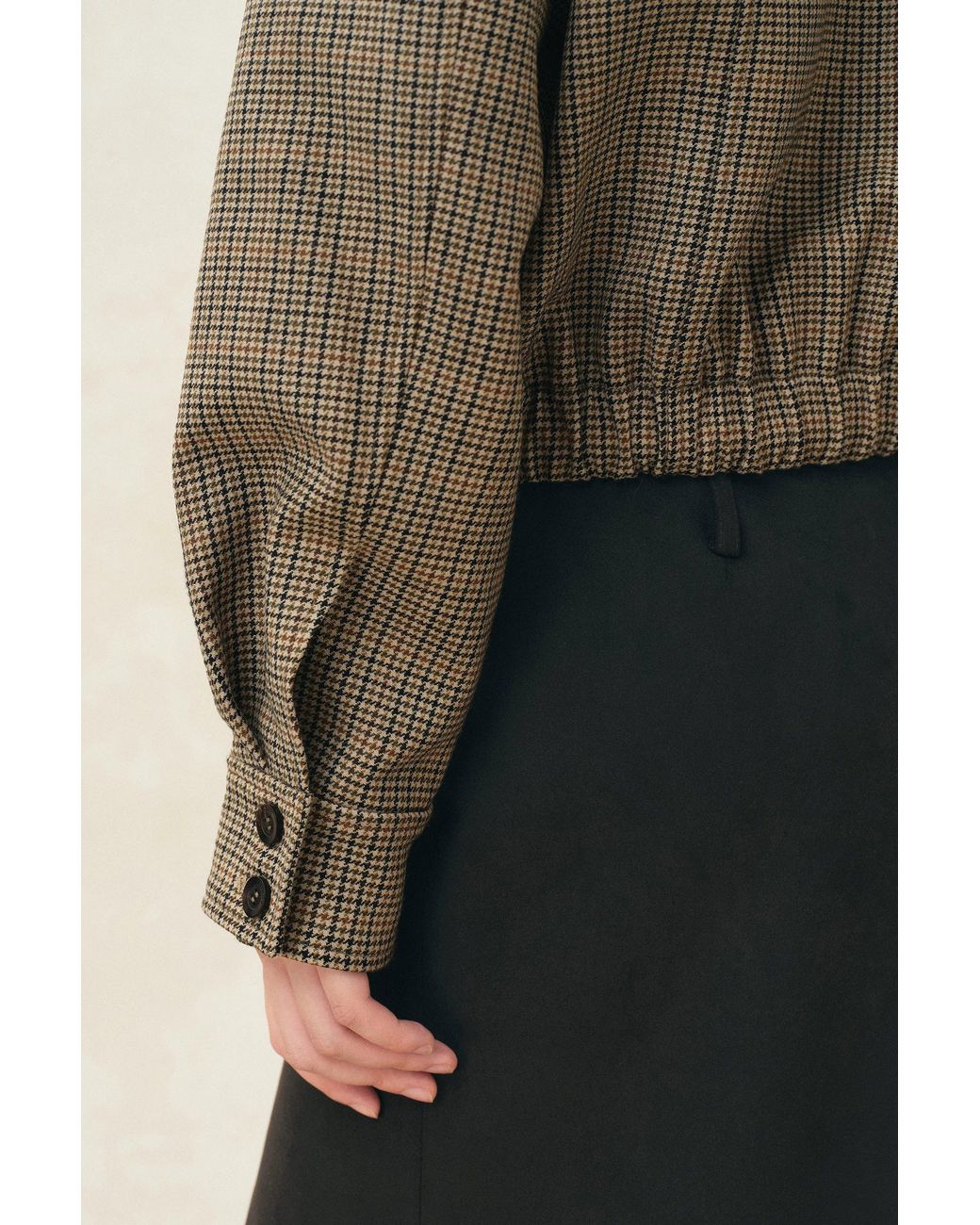 Fabrique Gray Elodie Houndstooth Bomber Jacket
