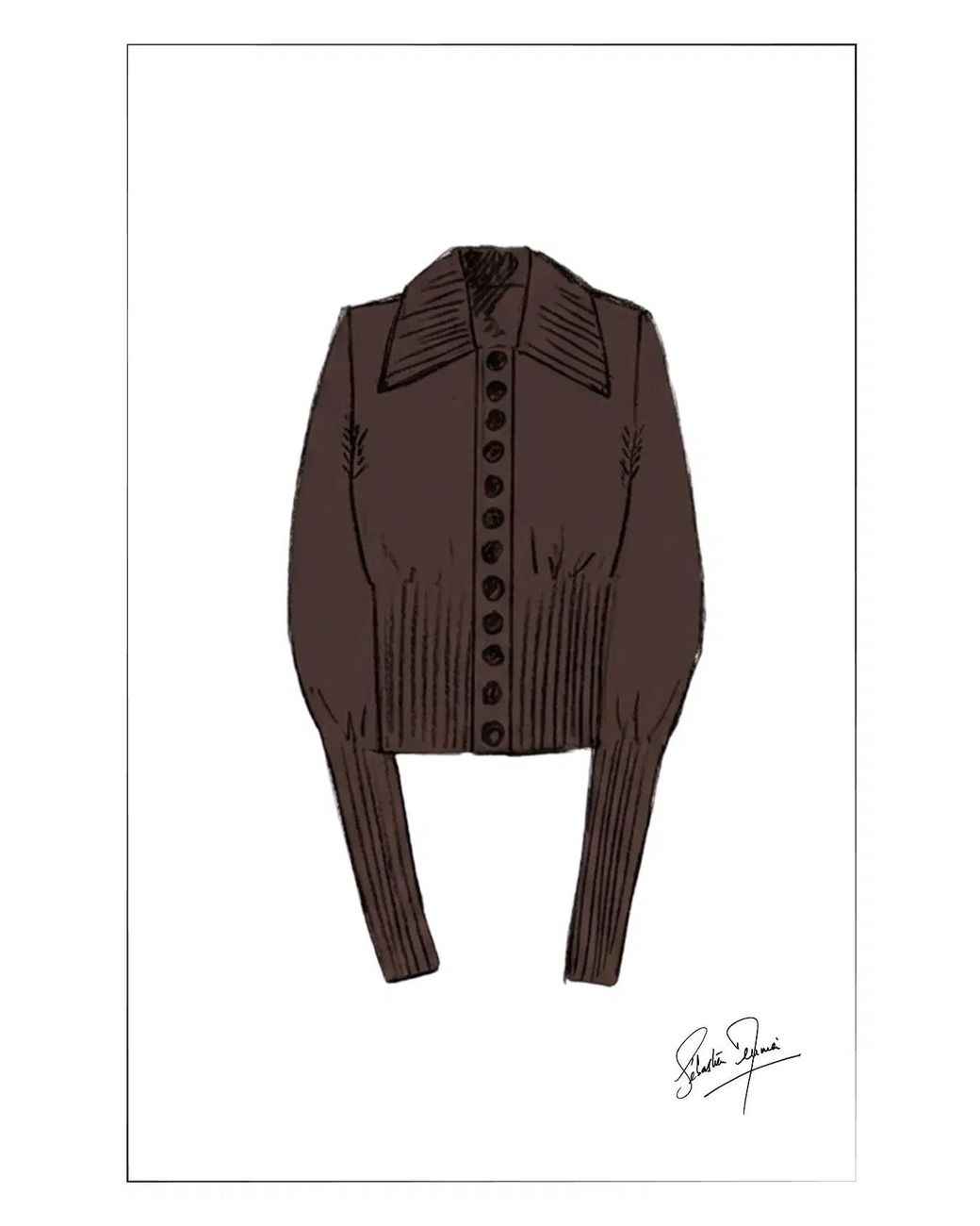 Fabrique Natural Meave Fitted Gigot Sleeves Cardigan