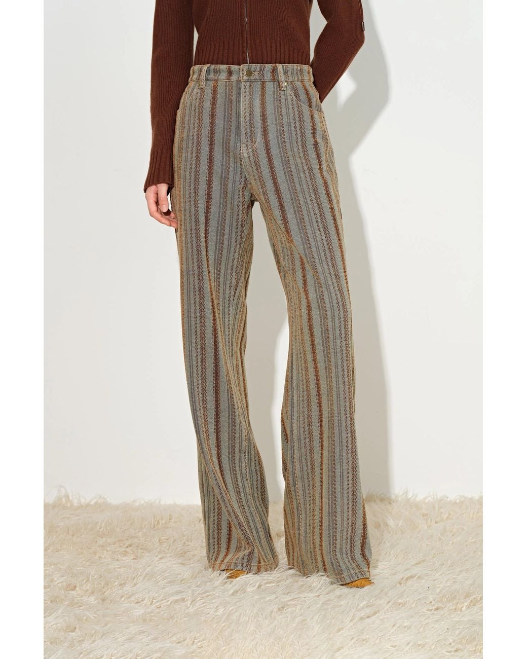 Fabrique Natural Lila Corduroy Stripe Straight Leg Jeans