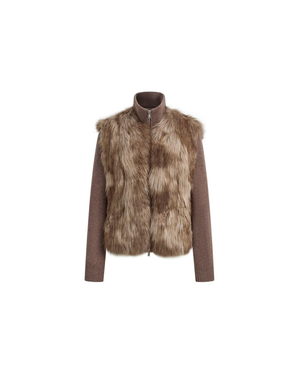 Fabrique Natural Gianna Knit Panel Faux Fox Fur Jacket