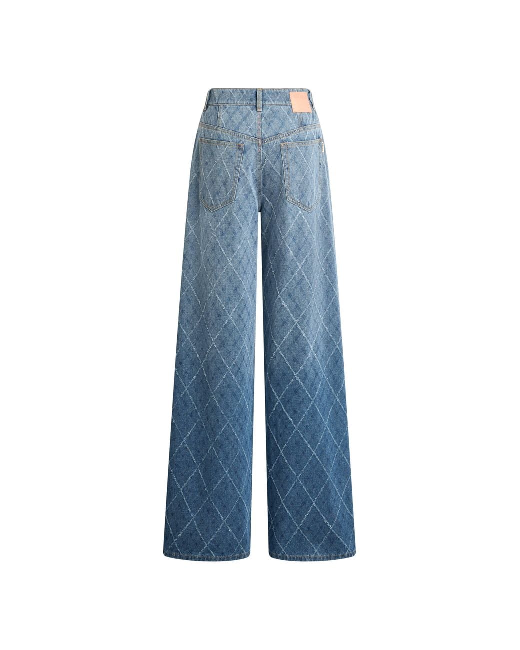 Fabrique Blue Liora Crystal Embellished Crochet Argyle Jeans