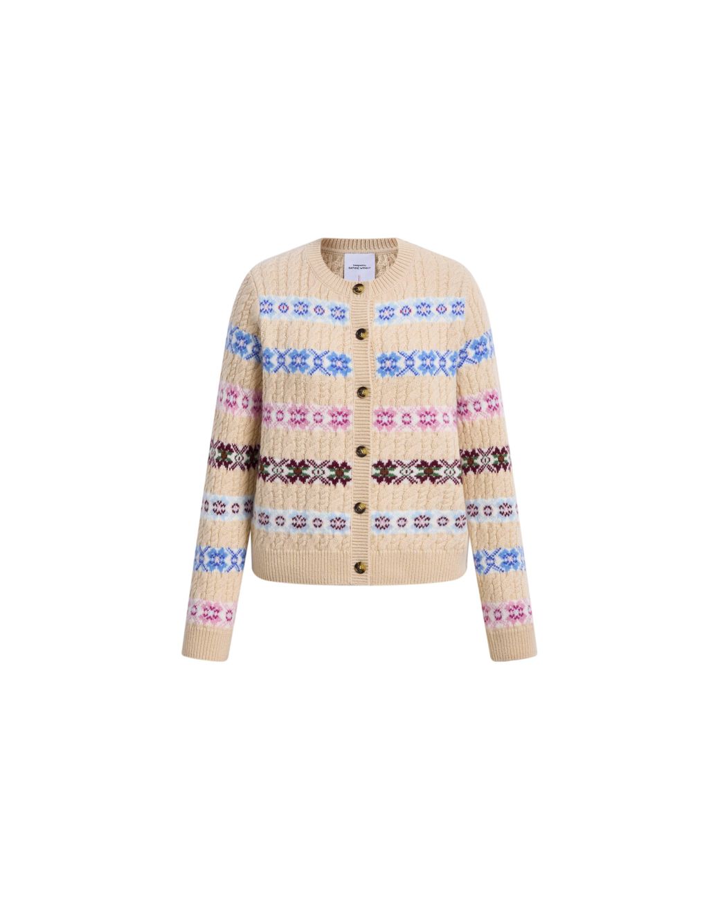 Fabrique Natural Aria Quatrefoil Jacquard Fair Isle Cardigan