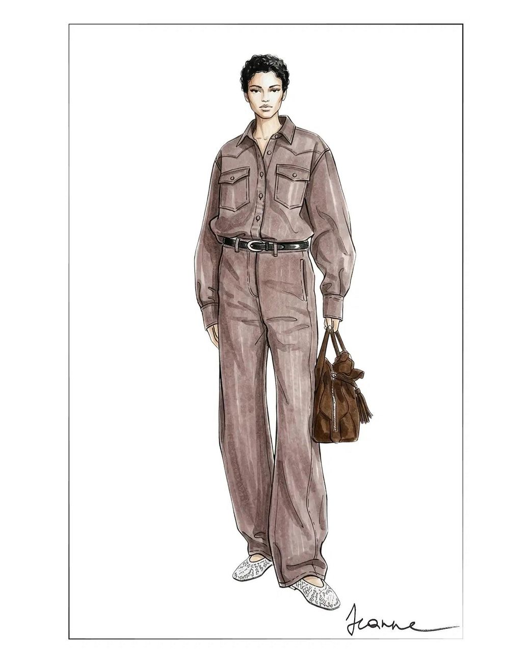 Fabrique Brown Elowen Cropped Straight Leg Jeans