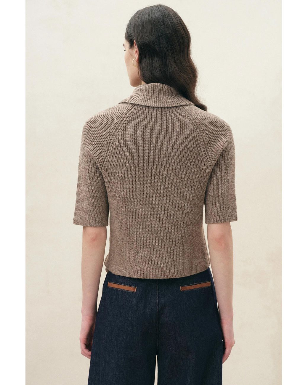 Fabrique Blue Evelyn Short Sleeve Turtleneck Sweater