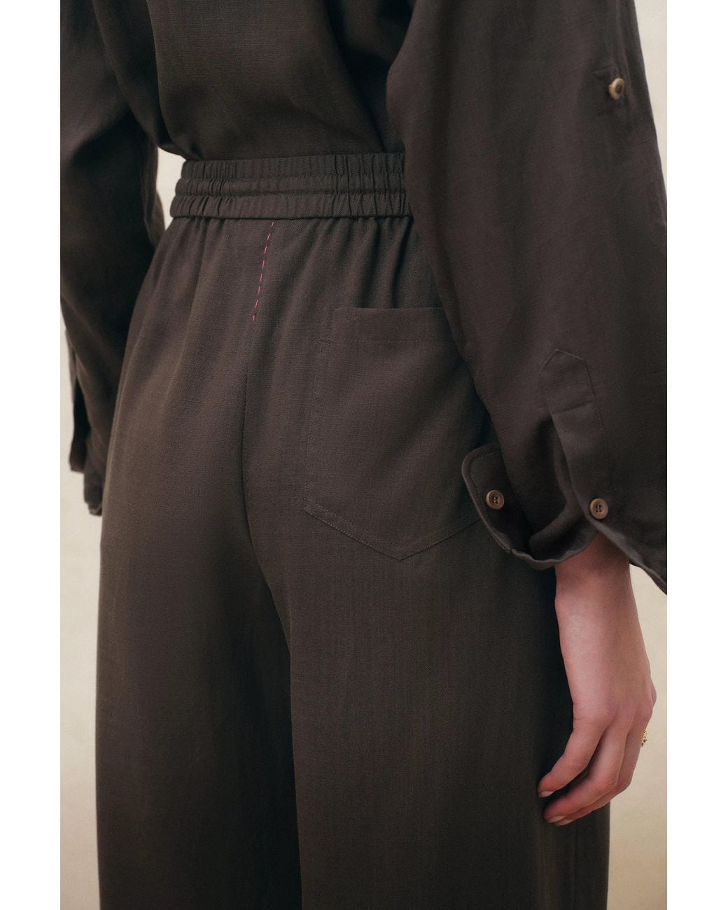 Fabrique Black Faye Drawstring Wide Leg Pants