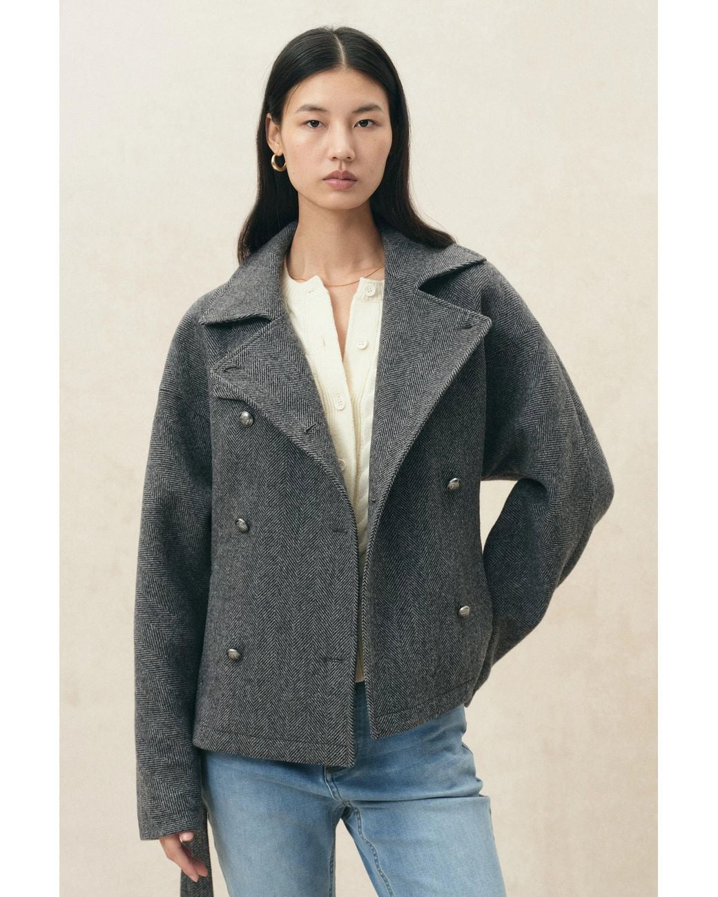 Fabrique Blue Rae Napoleon Inspired Short Coat