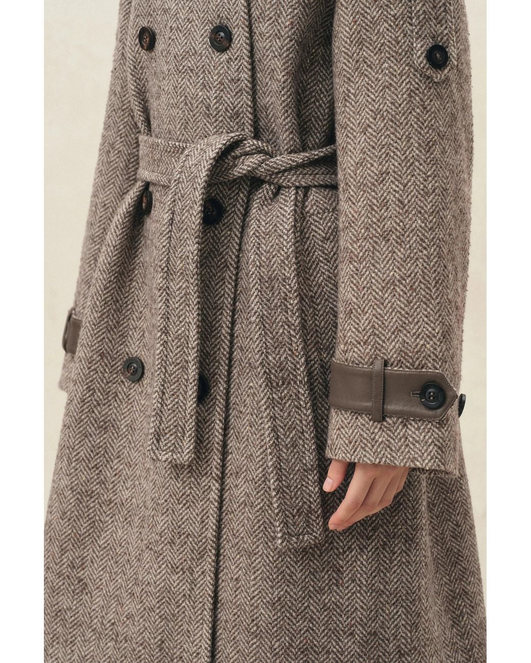 Fabrique Natural Esme Oversized Herringbone Long Coat