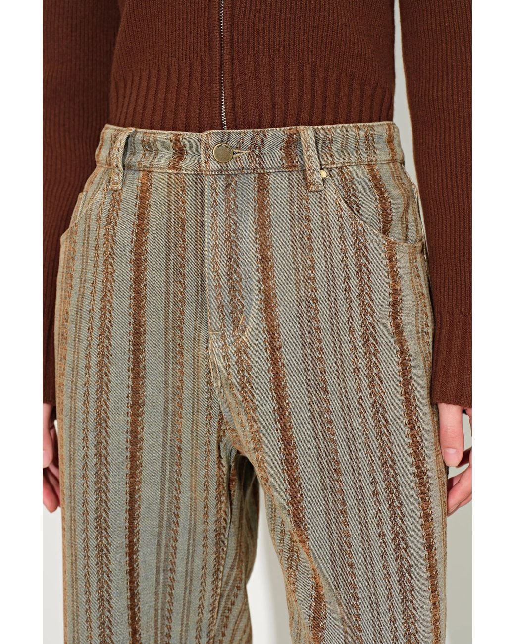 Fabrique Natural Lila Corduroy Stripe Straight Leg Jeans