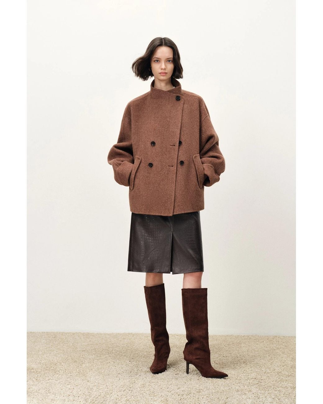 Fabrique Multicolor Asa Belted Low Waist Cropped Coat