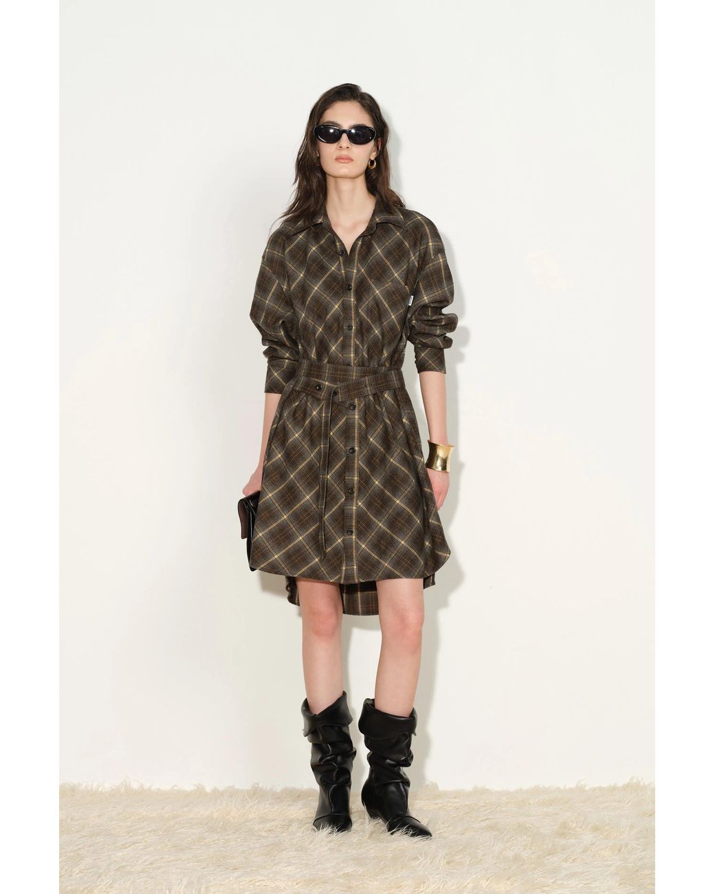 Fabrique Multicolor Holly Plaid Shirt Dress