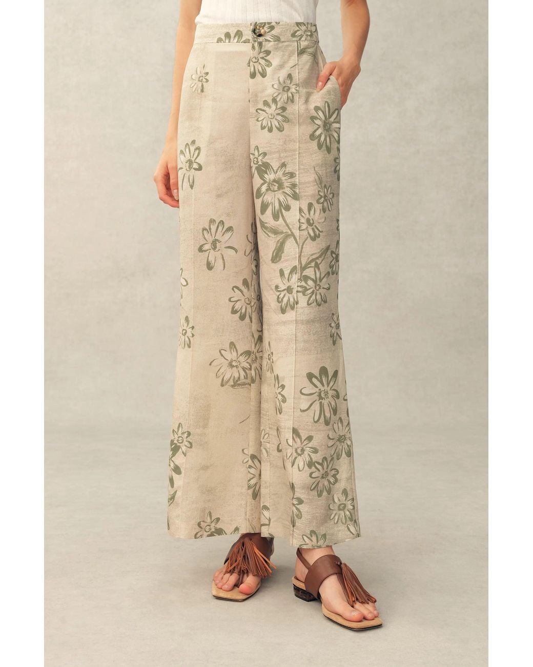 Fabrique Natural Diana Handwork Beads Crop Flare Pants