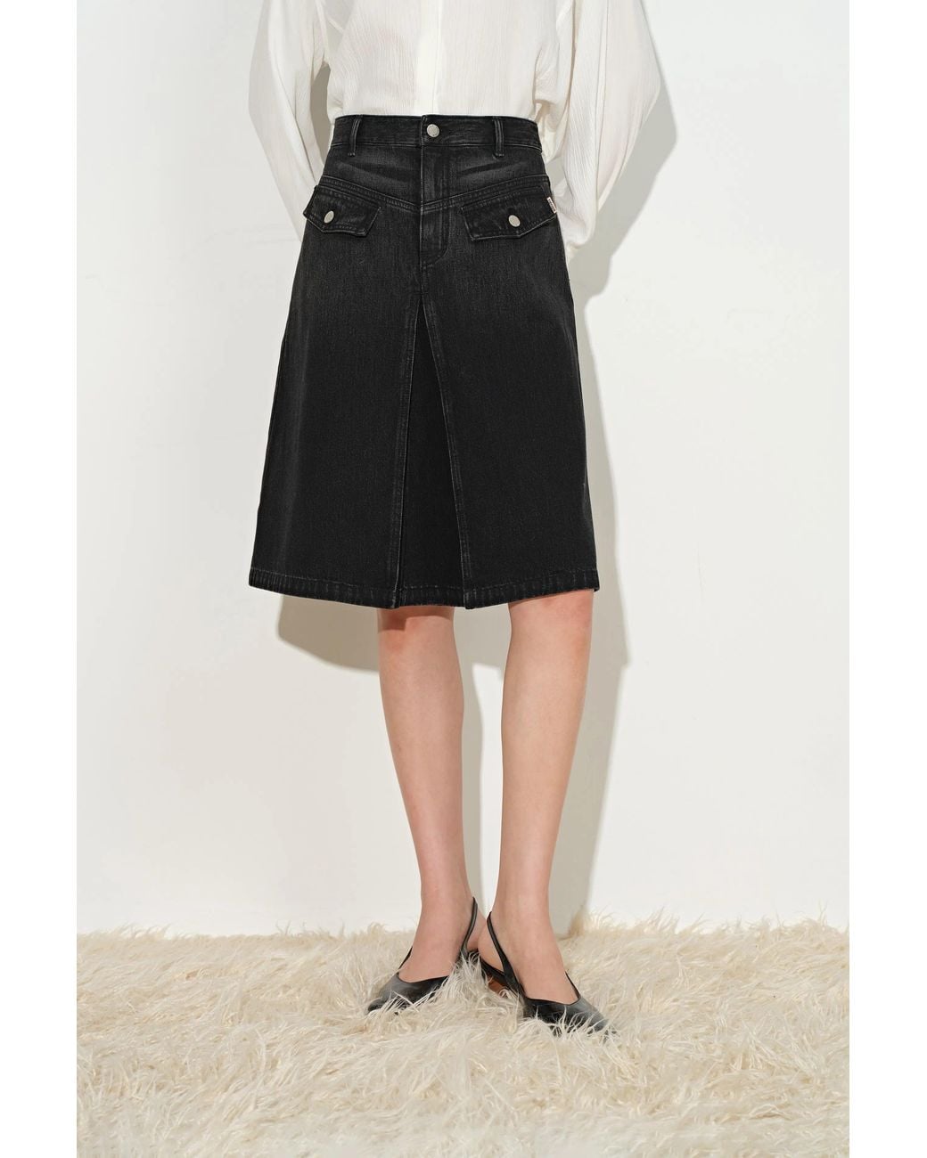 Fabrique Black Ashley Pleated Utility Skirt