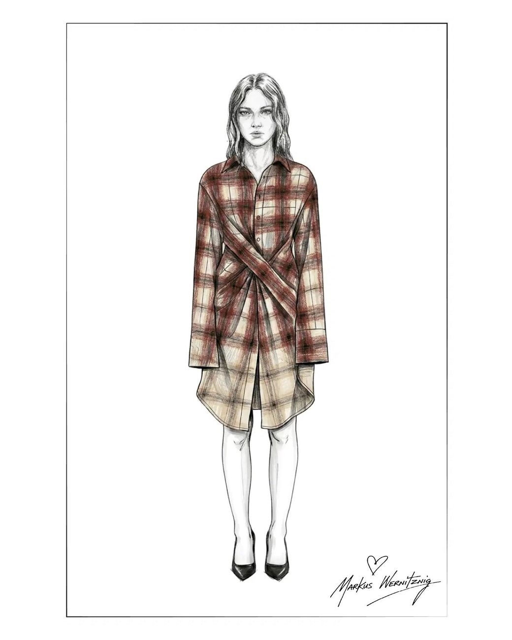 Fabrique Natural Marcella Plaid Ombré Twist Front Shirt Dress