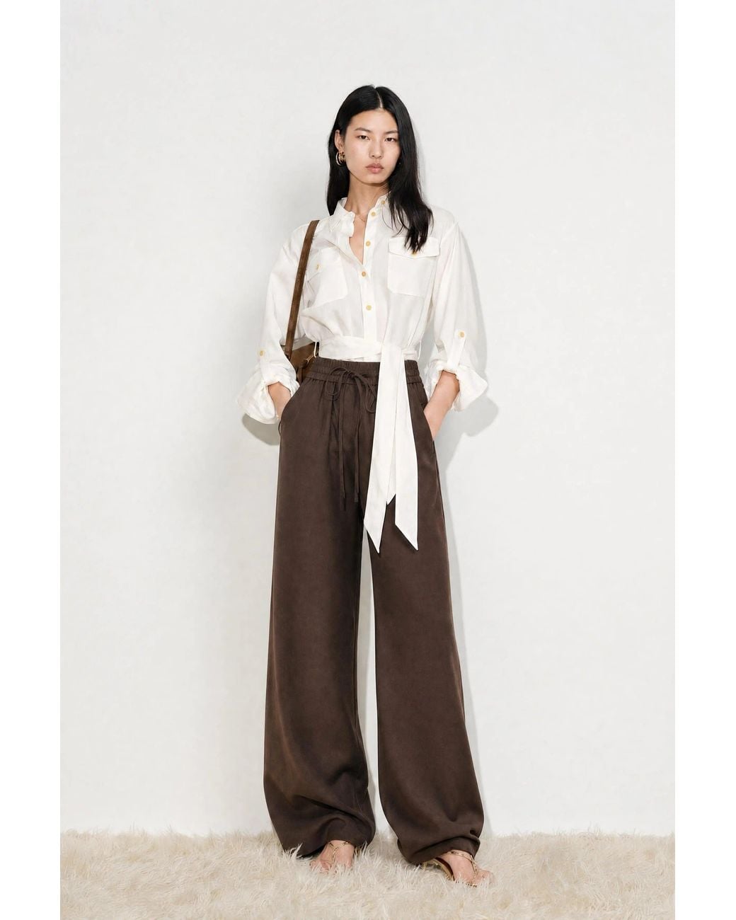 Fabrique Black Faye Drawstring Wide Leg Pants