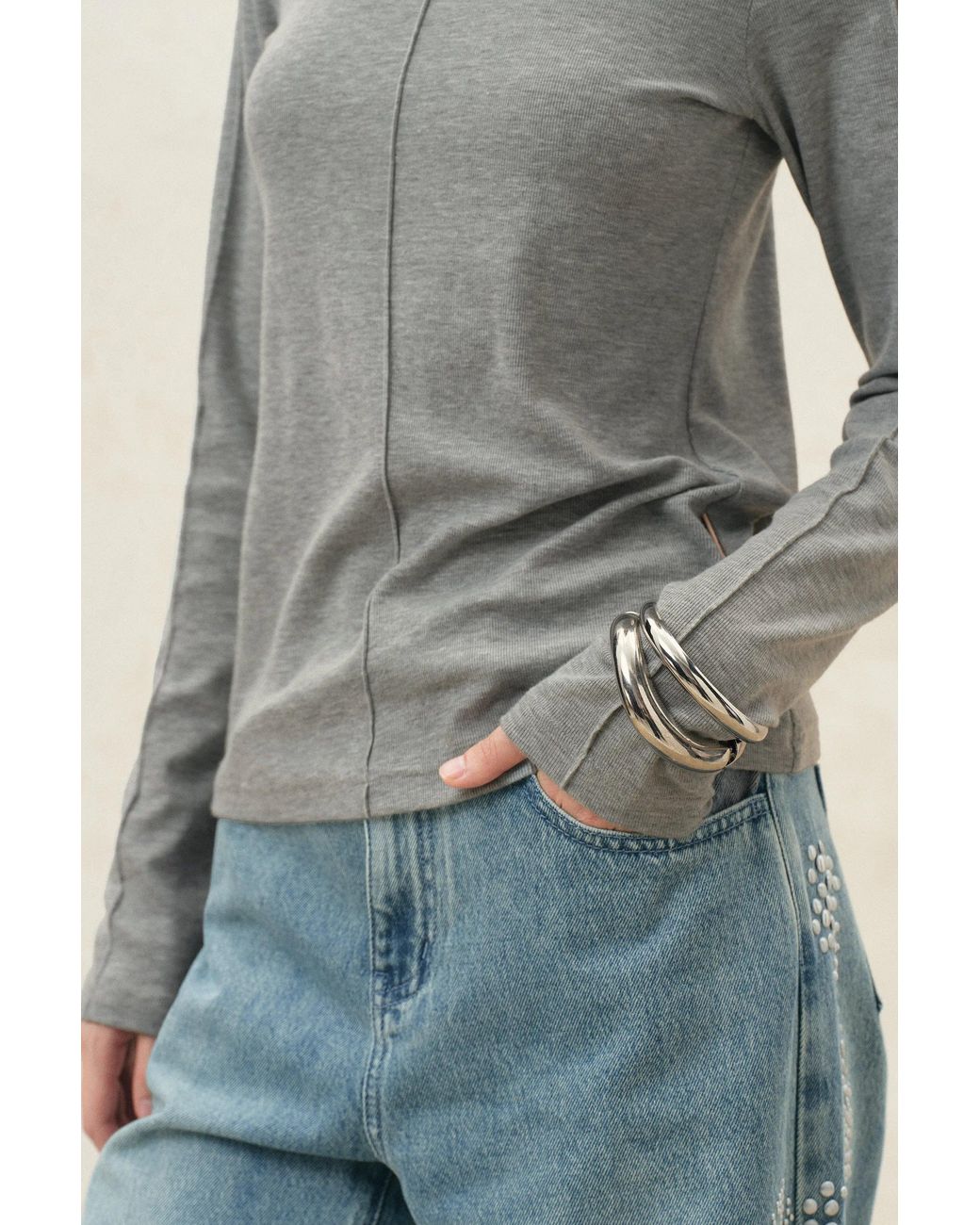 Fabrique Blue Ella Structured Seam Detail Top