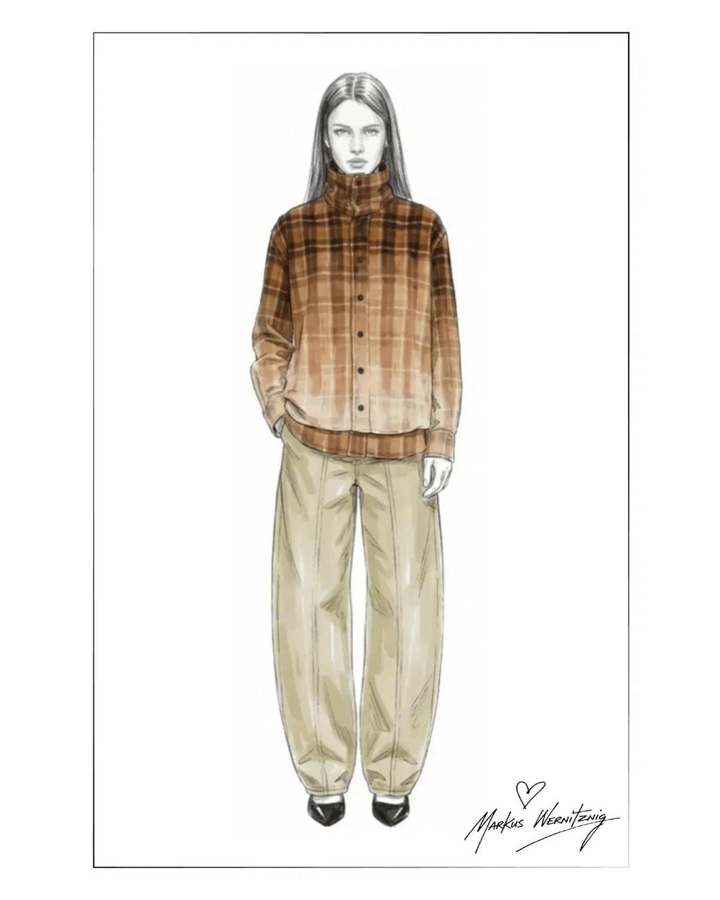 Fabrique Natural Meliora Gradient Plaid Faux Layered Shirt