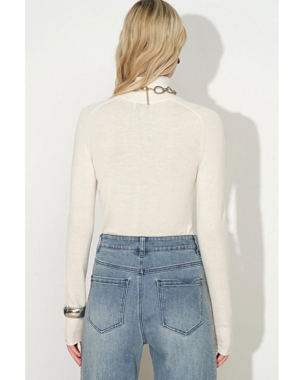 Fabrique Blue Tilly Seamed Semi Sheer Knit Top