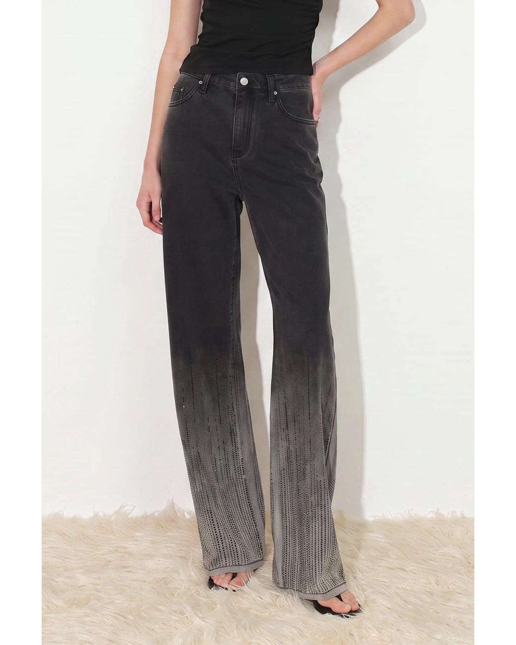 Fabrique Multicolor Elara Ombré Rhinestone Wide Leg Jeans