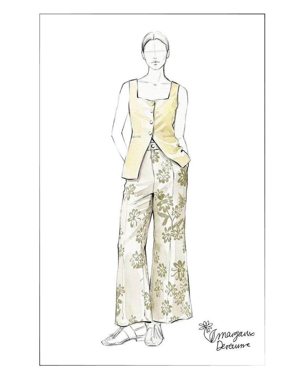 Fabrique Natural Diana Handwork Beads Crop Flare Pants