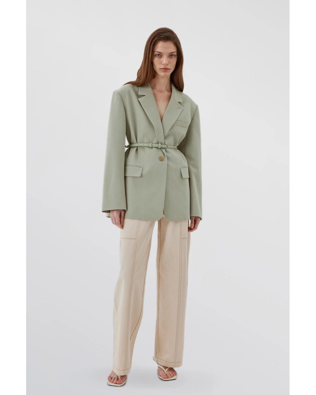 Fabrique Green Creamy Detachable Belt Blazer