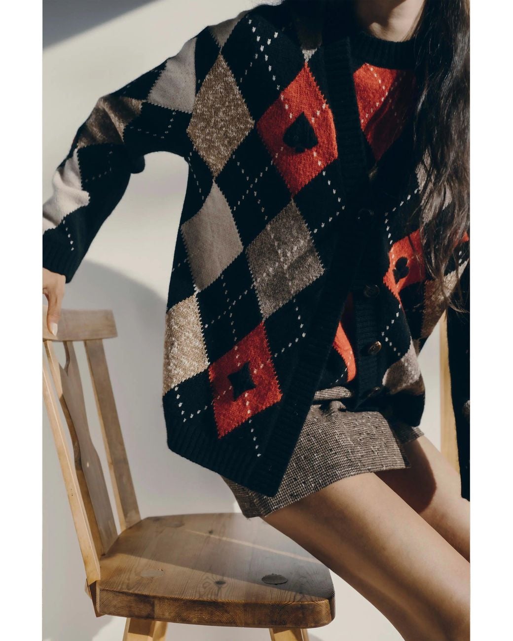 Fabrique Black Hélène Hand Embroidery Argyle Cardigan