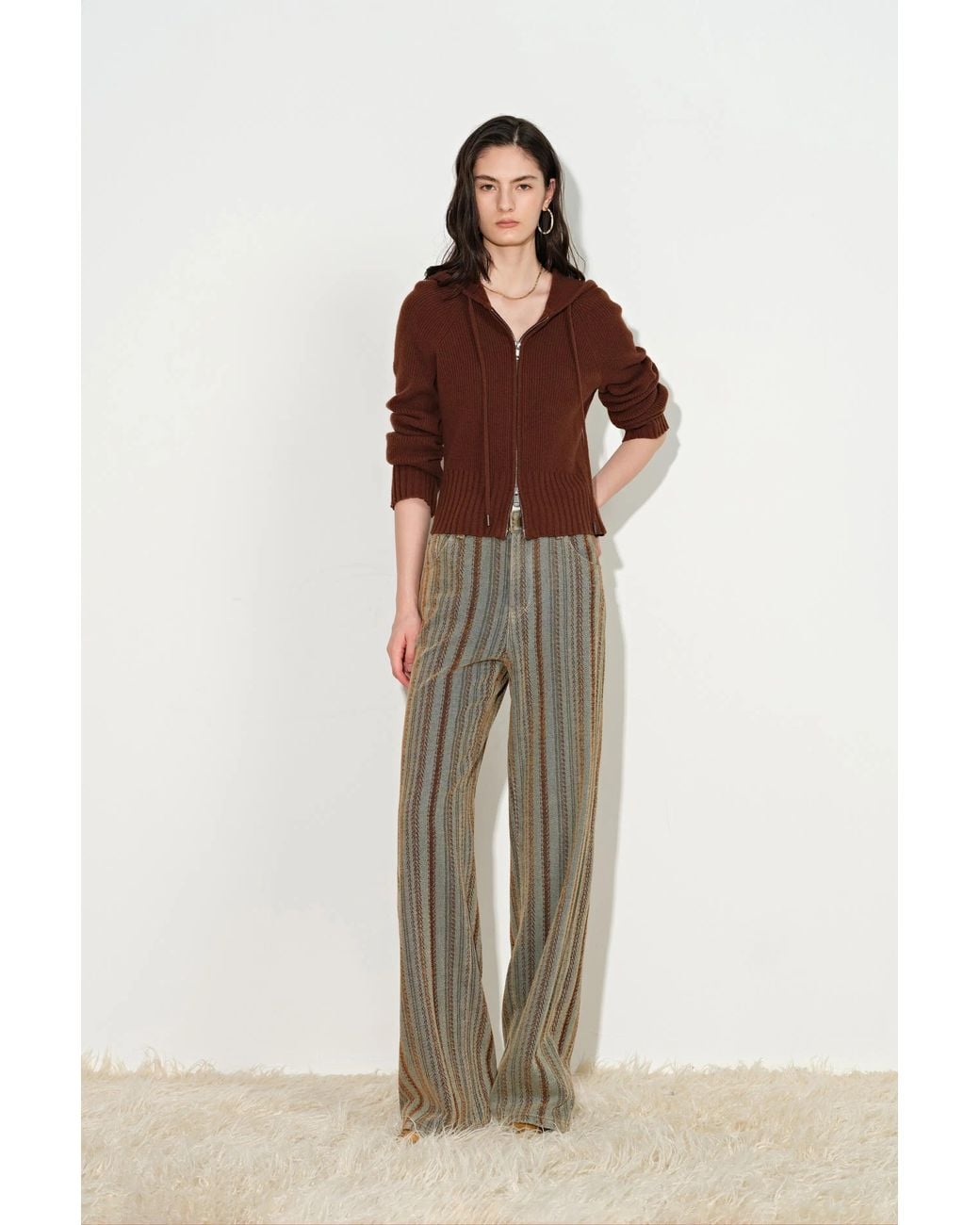 Fabrique Natural Lila Corduroy Stripe Straight Leg Jeans
