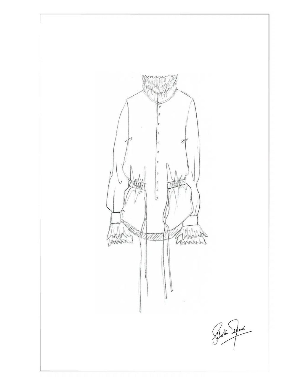 Fabrique White Lilith Lace Trimmed Drawstring Waist Shirt