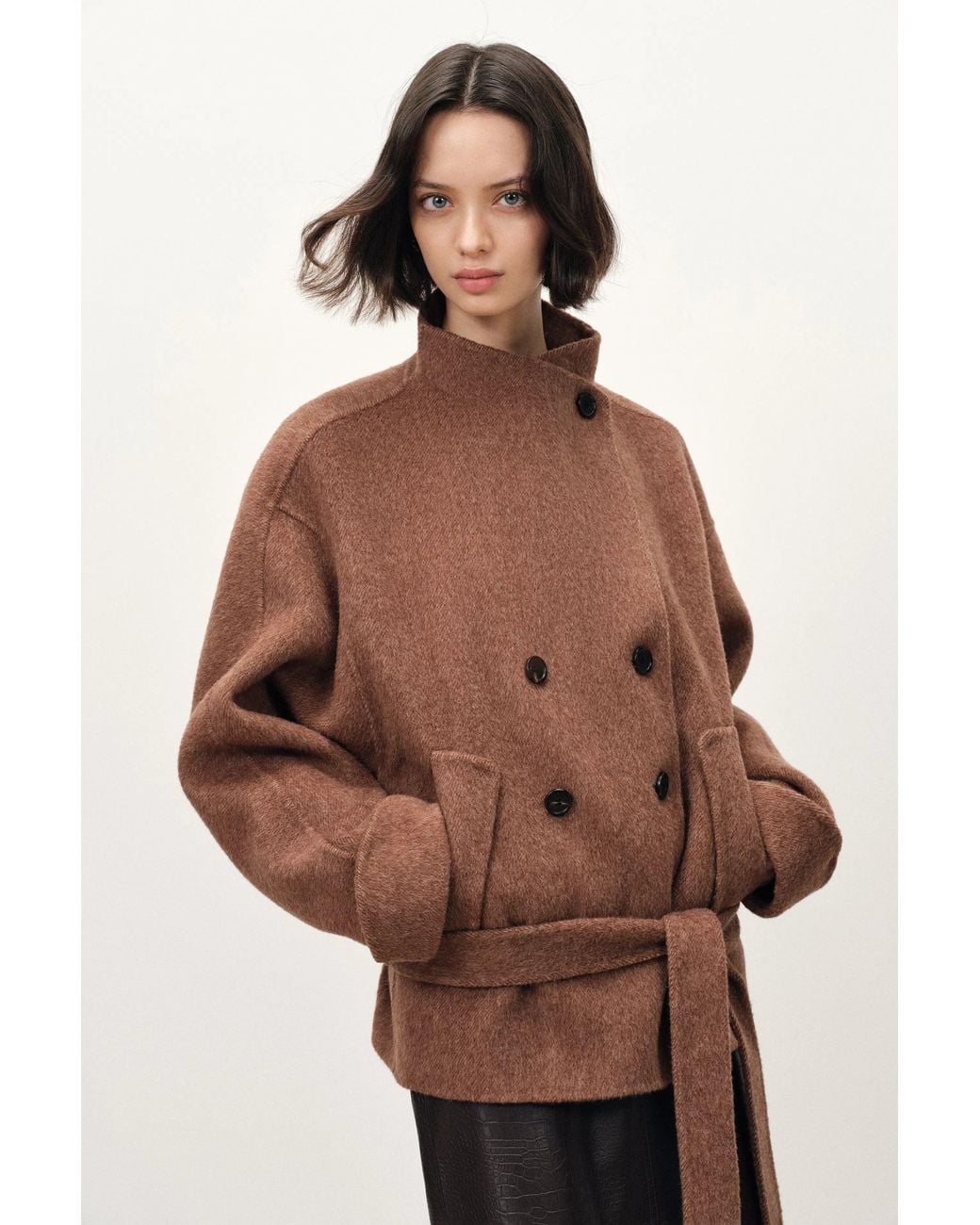 Fabrique Multicolor Asa Belted Low Waist Cropped Coat