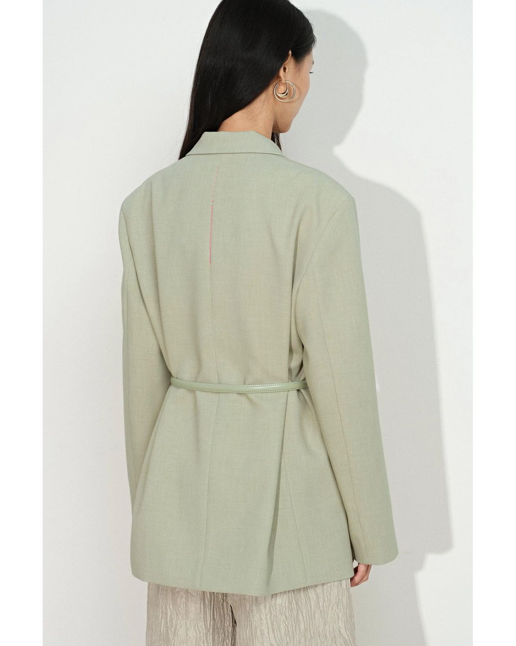Fabrique Green Creamy Detachable Belt Blazer