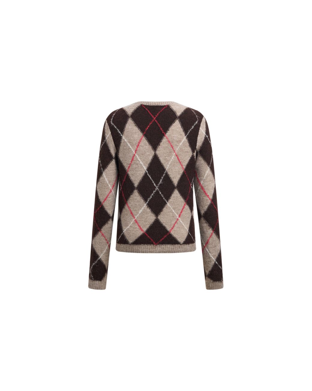 Fabrique Natural Tye Embroidered Contrast Argyle Cardigan