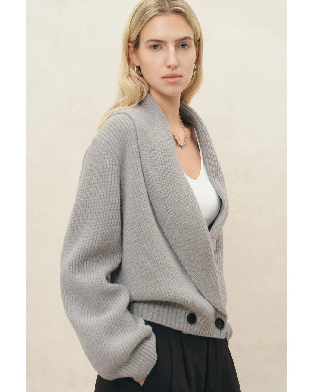 Fabrique Blue Xaviera Relaxed Shawl Collar Cardigan