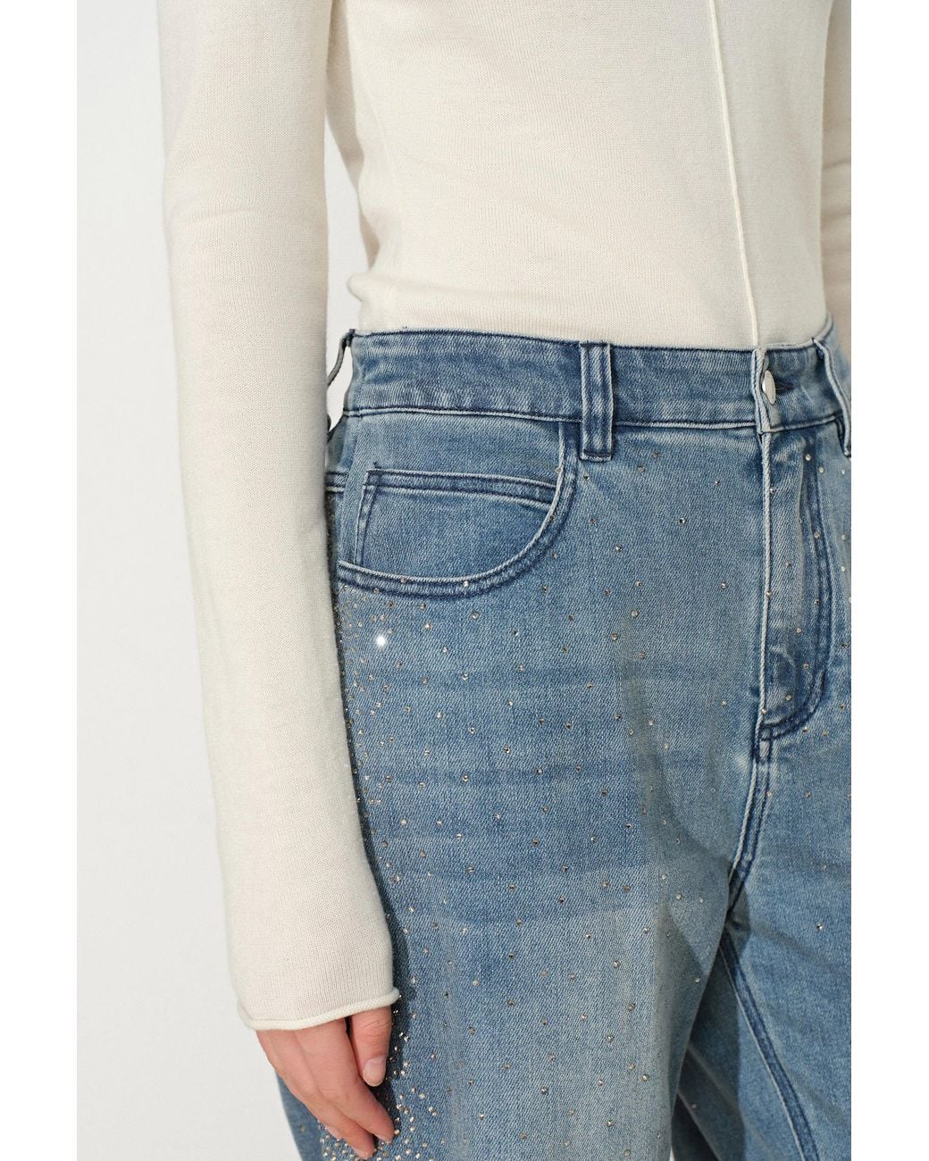 Fabrique Blue Tilly Seamed Semi Sheer Knit Top