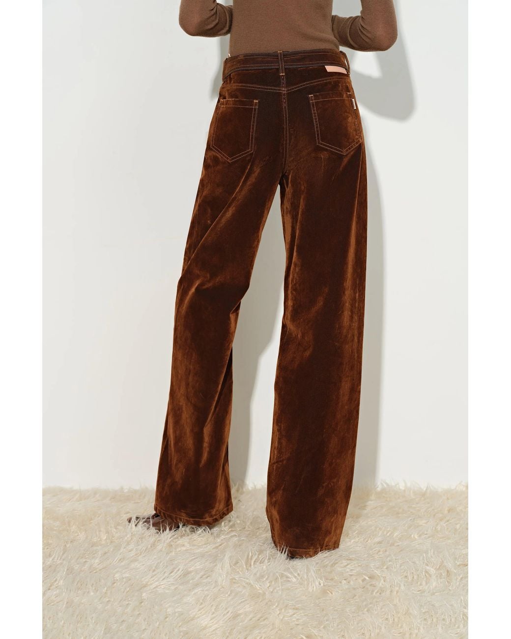 Fabrique Brown Taylor Belted Straight Leg Jeans
