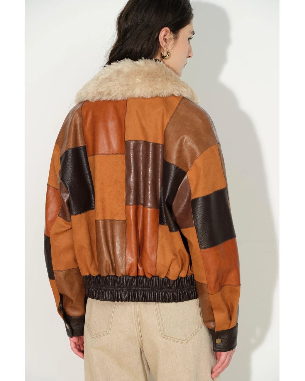 Fabrique Natural Jett Paneled Jacket With Detachable Faux Fur Collar