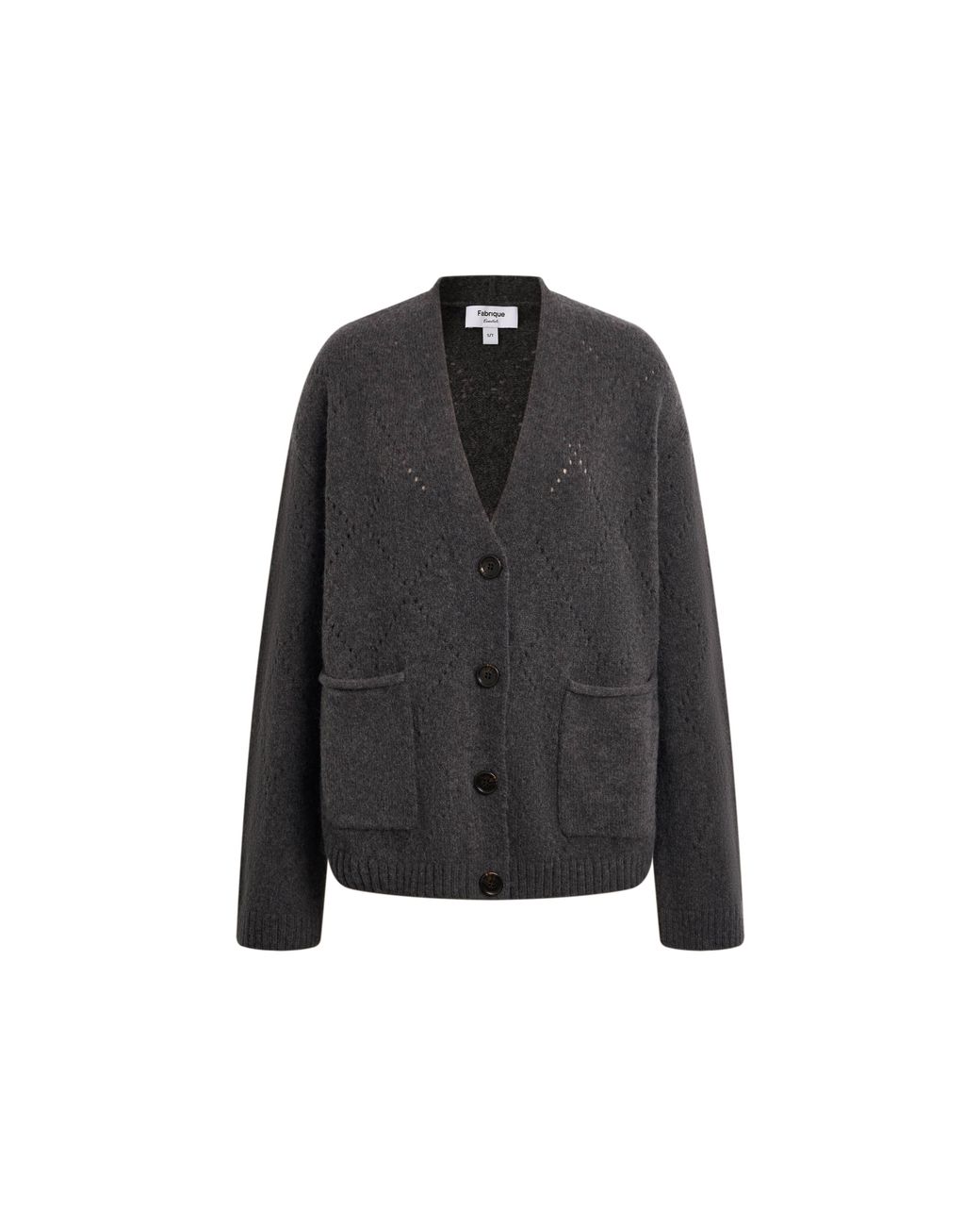 Fabrique Blue Kaia Argyle Openwork Cardigan