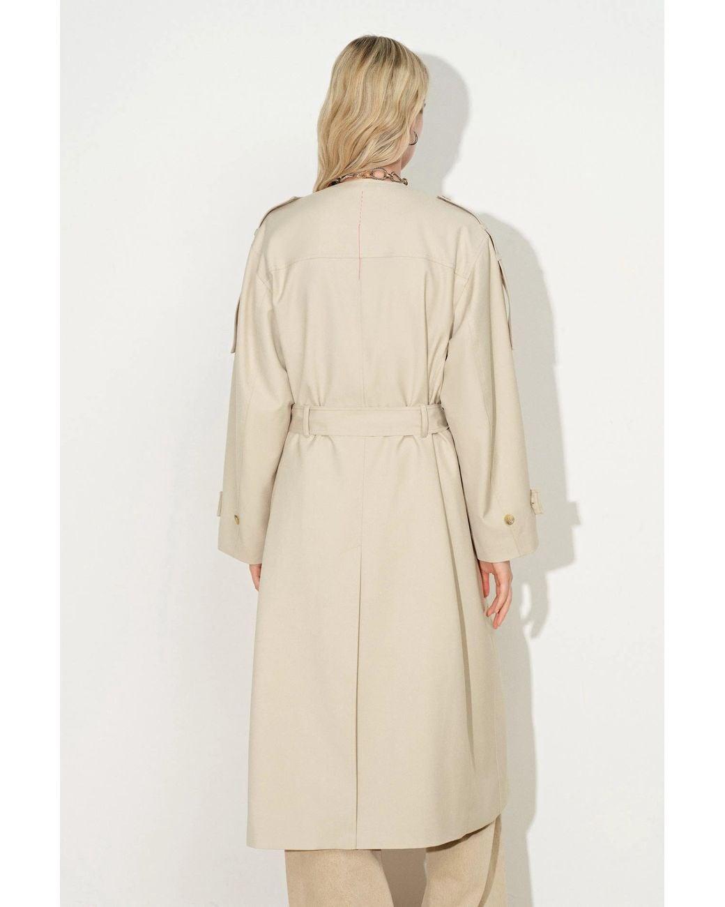 Fabrique Natural Audrey Deconstructed Double Breasted Belted Trench Coat