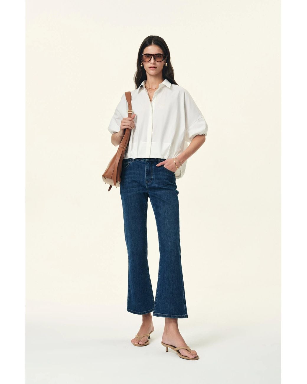 Fabrique Blue Claire Puff Sleeve Bubble Shirt