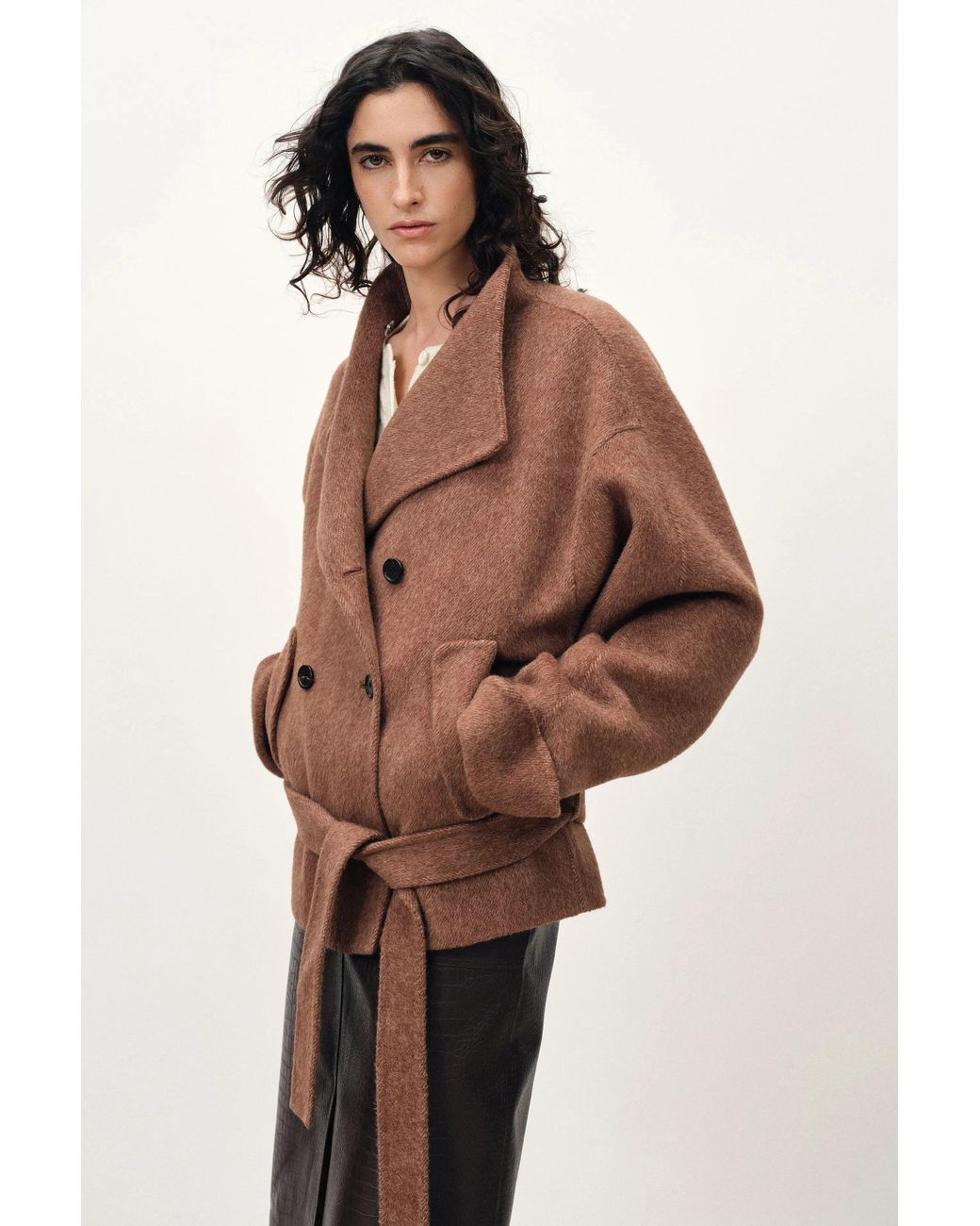 Fabrique Multicolor Asa Belted Low Waist Cropped Coat