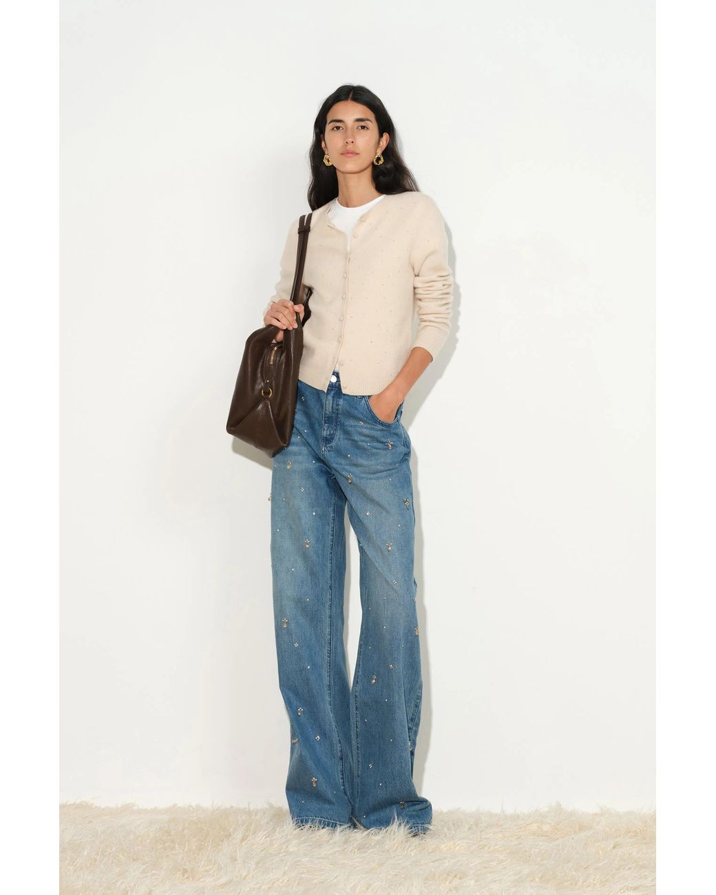Fabrique Blue Eleanor Crystal Embellished Straight Leg Jeans