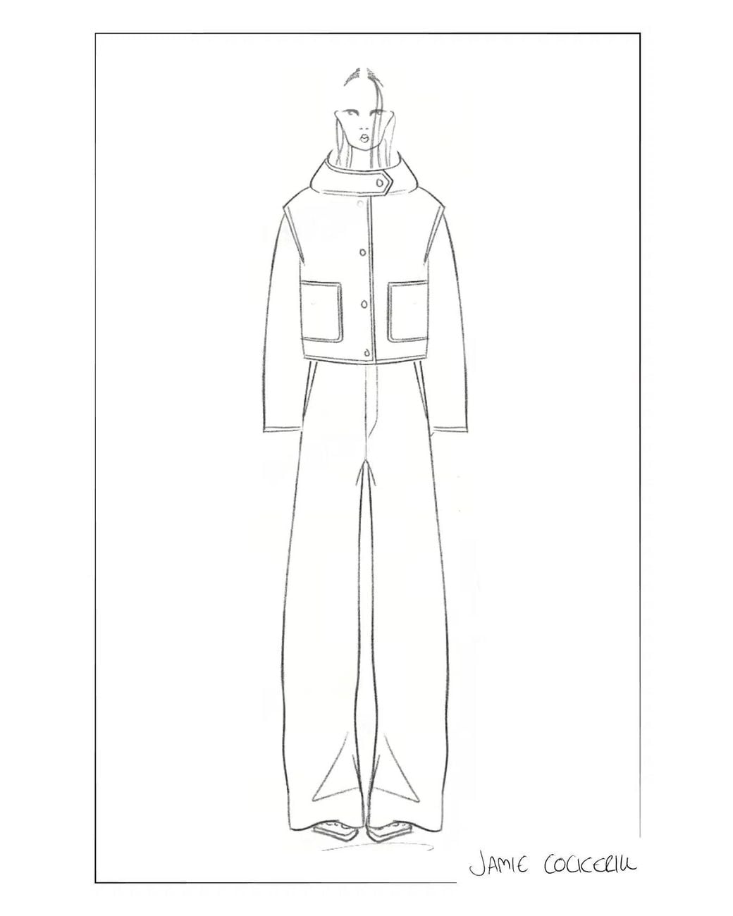 Fabrique Gray Carina Embroidered Hooded Cropped Coat