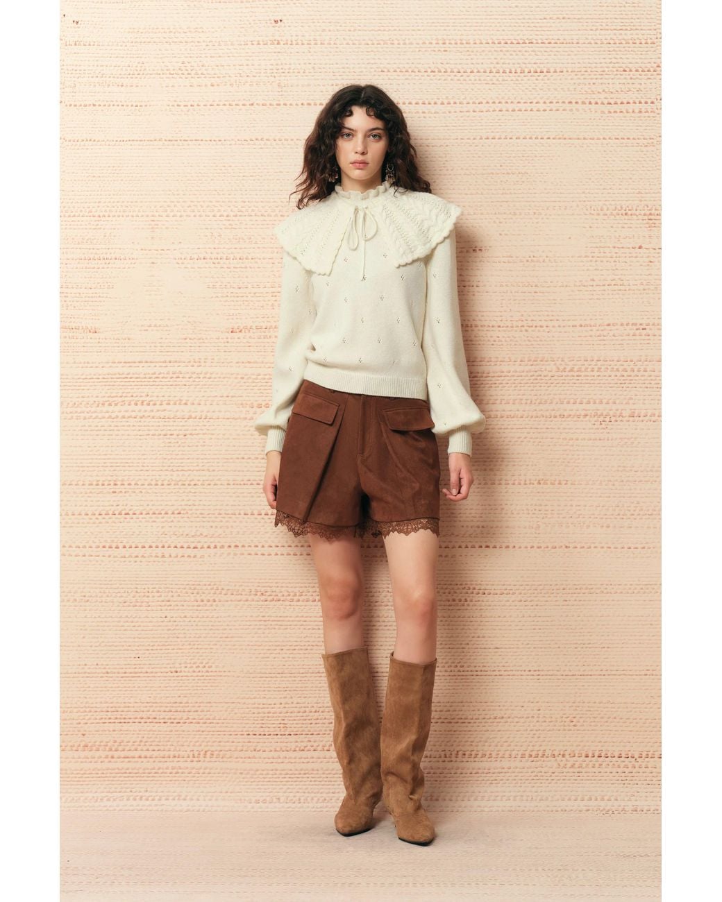 Fabrique Natural Agnes Crochet Textured Sweater
