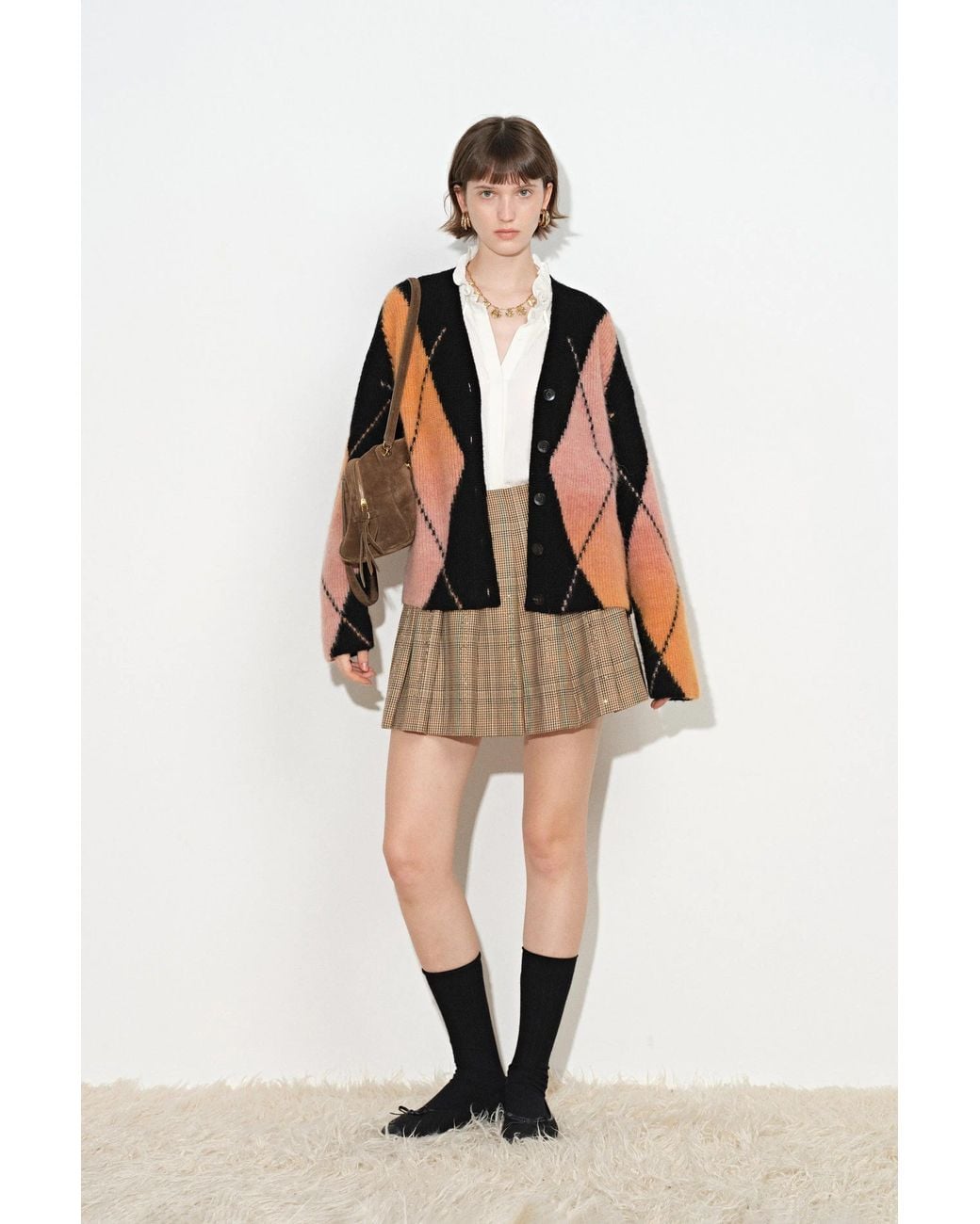 Fabrique Orange Bruce Space Dyed Gradient Argyle Cardigan